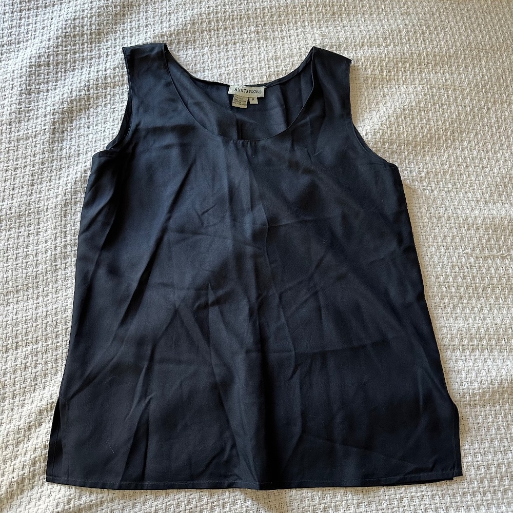 Navy Ann Taylor Silk Tank Top